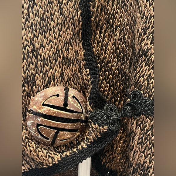 Soft Surroundings Shawl One Size Mei Ling Knit Sweater Cape Poncho Brown Black - Picture 5 of 12